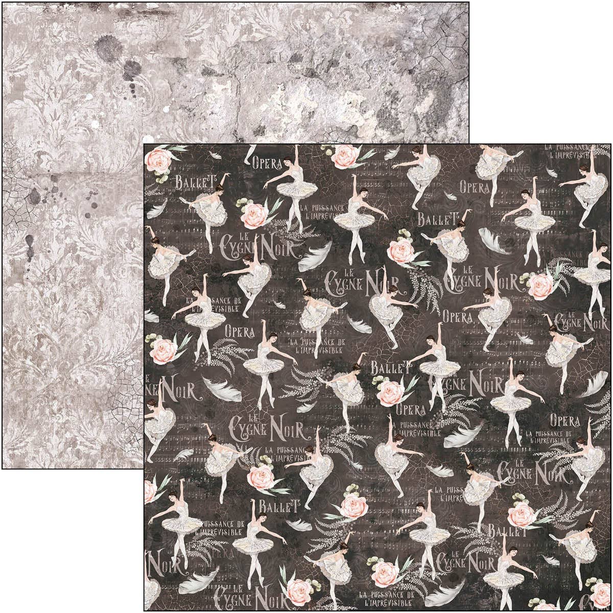 Ecstasy Crafts Distributing - Wholesale Scrapbook - Ciao Bella Cygne Noir Paper Pad 12x12 12/Pkg18