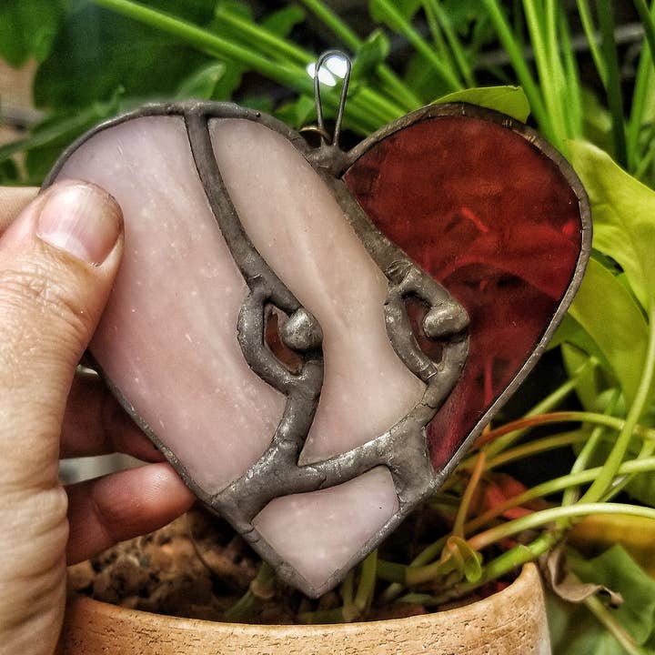 Boobs Valentine heart sun catcher - your color choice! for wholesale by Lost & Found Design