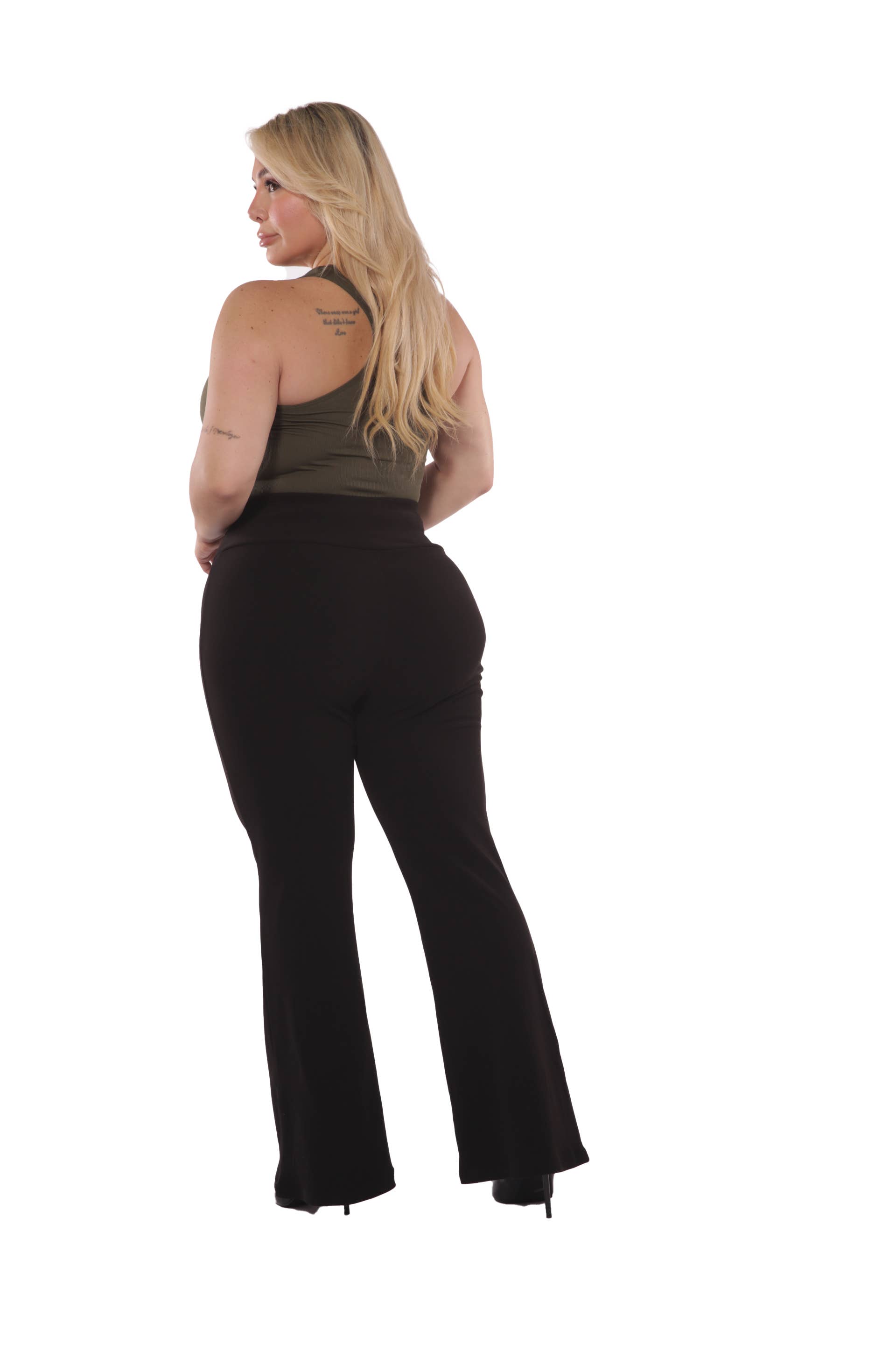 REDFINCH APPAREL INC - Wholesale Pants - Women's - Womens Plus Size High Waist Soft Brushed Flare Pants11