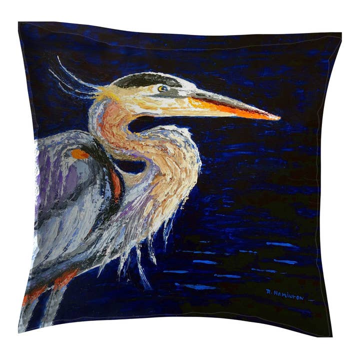 Betsy Drake Interiors - Wholesale Throw/Decorative Pillow - Palette Blue Heron No-Cord Pillow
