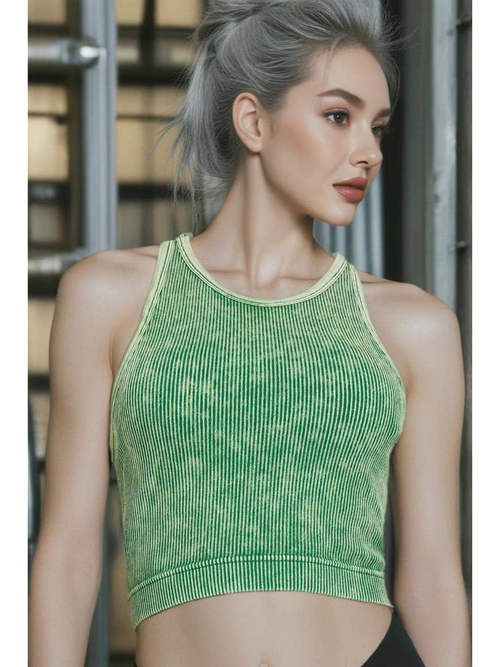 42POPS – Großhandel Tanktop – Damen – .Gewaschene Rippennaht nahtloses Halterneck-Crop-Top10