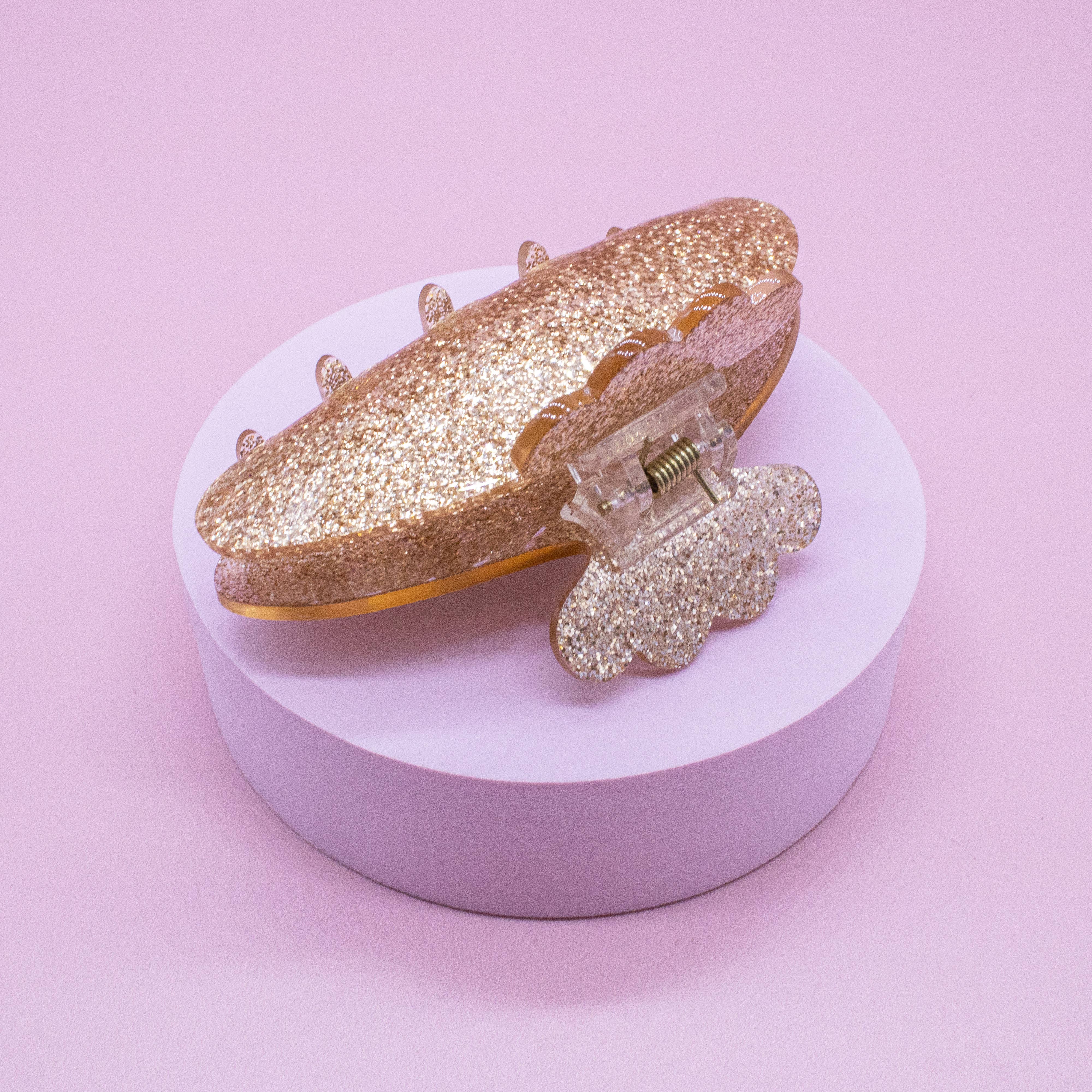 Frog Sac - Wholesale Hair Clip - Women's - Medium Round Glitter Hair Claw Clip3