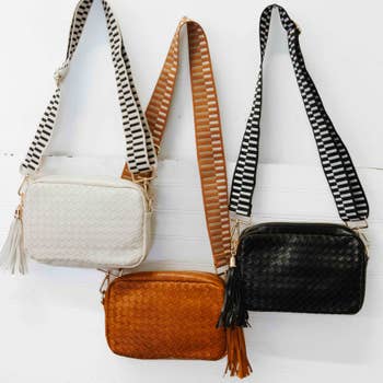 Gabrielle Small Woven Crossbody Bag - Tan Leather | Tin Marin | Artisan Bags