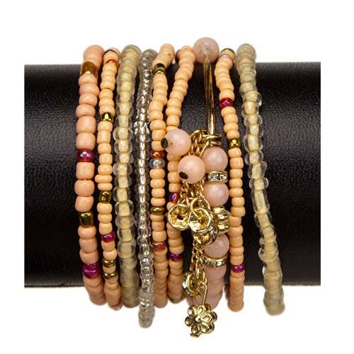EHAWA - Wholesale Jewelry Set - 8-strand fashion bracelet, Apricot 20
