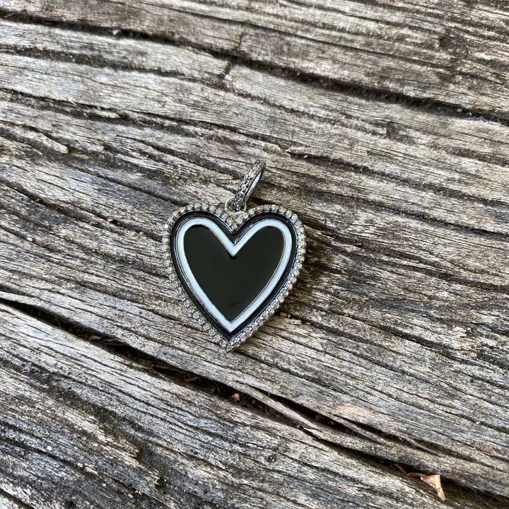 Enamel and Pave Diamond Heart Pendant for wholesale by ILISSA MICHELE JEWELRY