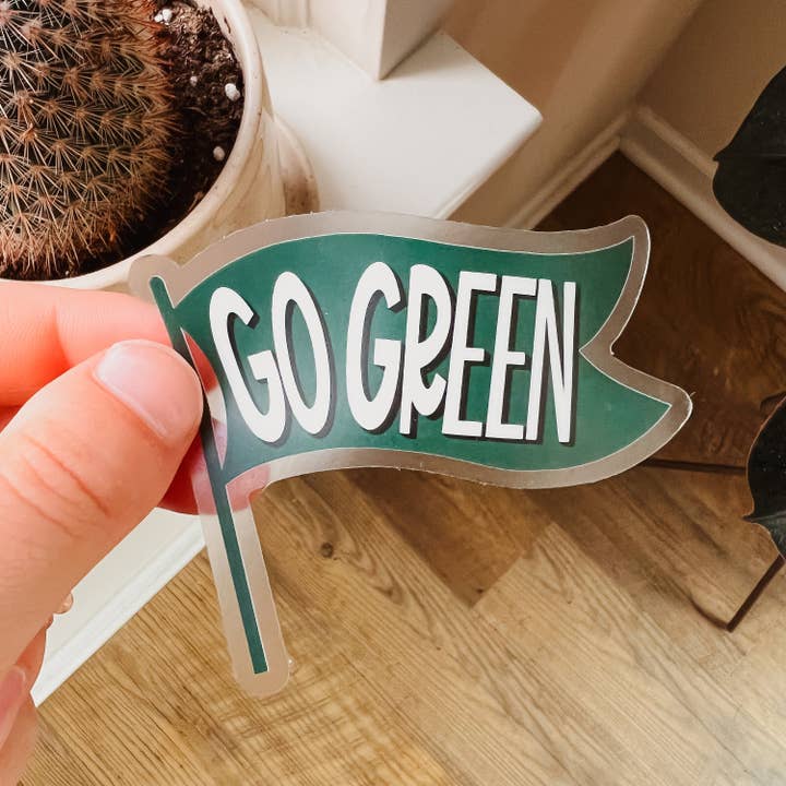 Go Green Flag Sticker for wholesale by Stuck on You Design Co.