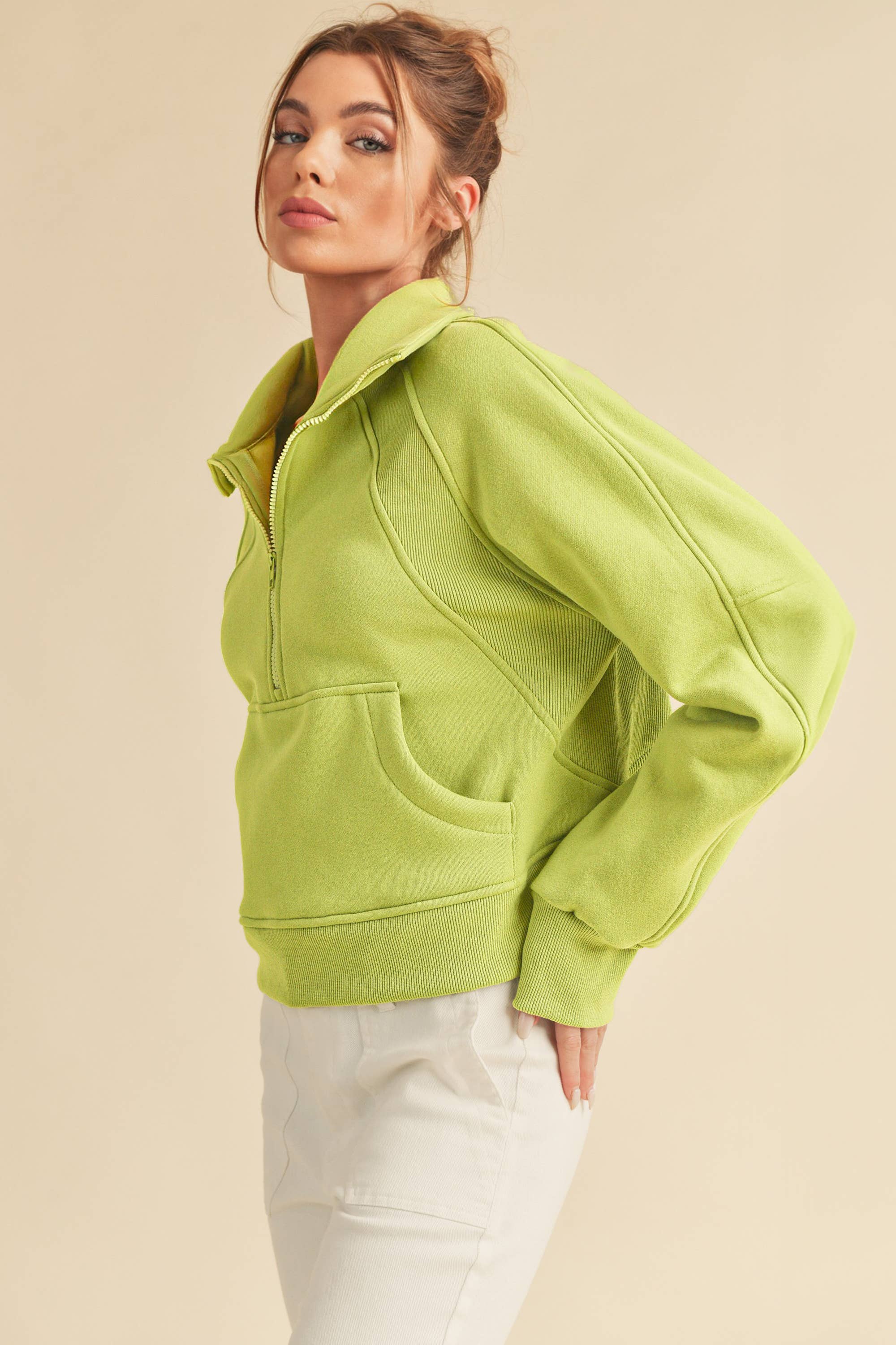 AEMI + CO - Wholesale Sweatshirt - Dames - 950CK Duif, trechterhals, halve ritssluiting, 248