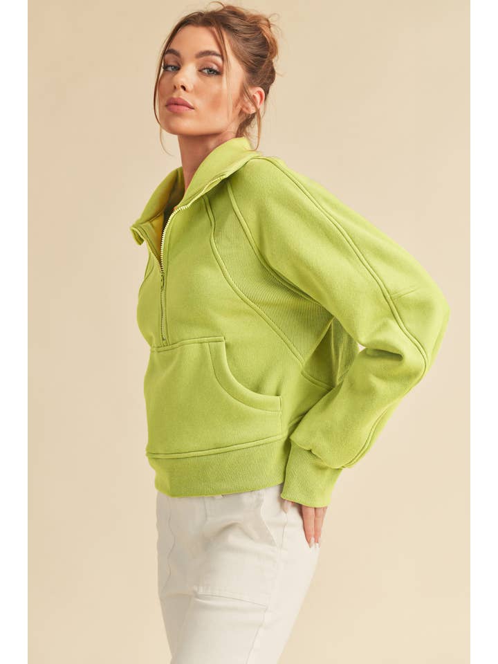 AEMI + CO - Wholesale Sweatshirt – Women's - 950CK Dove Funnel Neck Half Zip 248