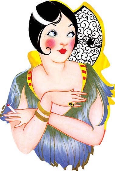 Laughing Elephant - Wholesale Birthday Card - Lady With a Feather Fringed Cape - Art Deco Ladies Card1