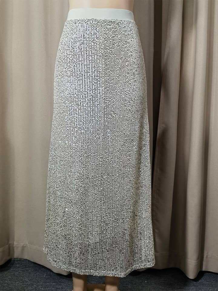 Lily Clothing - Wholesale Skirt - Women's - Sequined high-waisted inner elastic drape skirt13