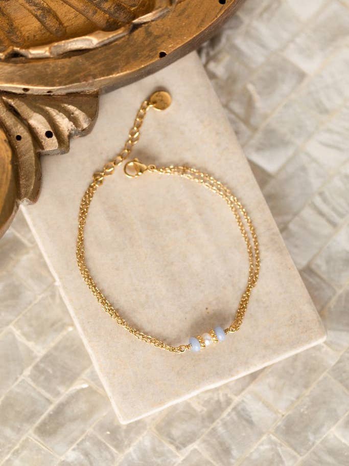 Bracelet Luana - Agates & Perle d’eau douce pour la vente par SIKA BIJOUX