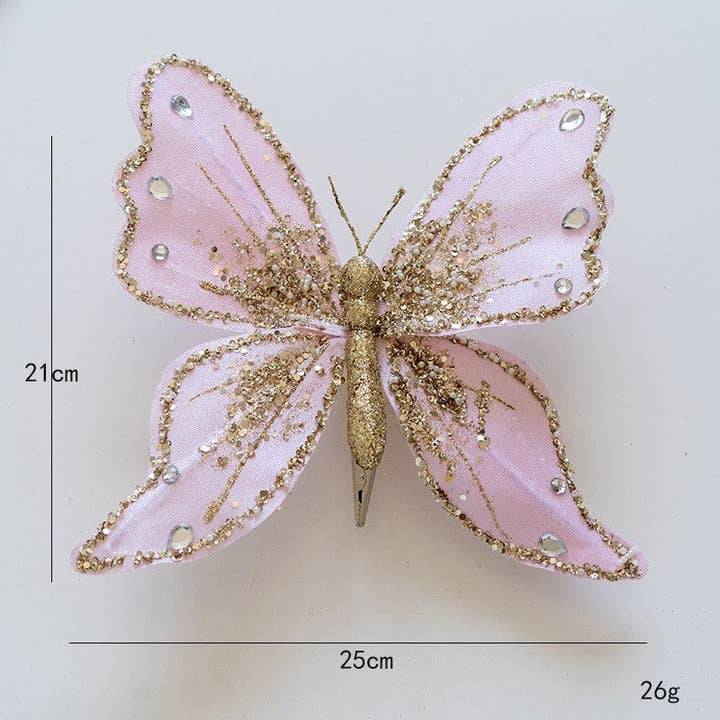UZ Wholesale Store - Wholesale Ornament - High-End Fabric Glitter Butterfly Christmas Tree Ornament6