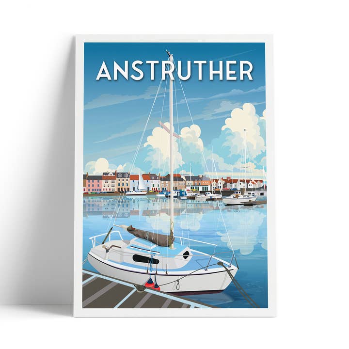 Anstruther Harbour Travel Poster - East Neuk, Fife for wholesale by Printagonist