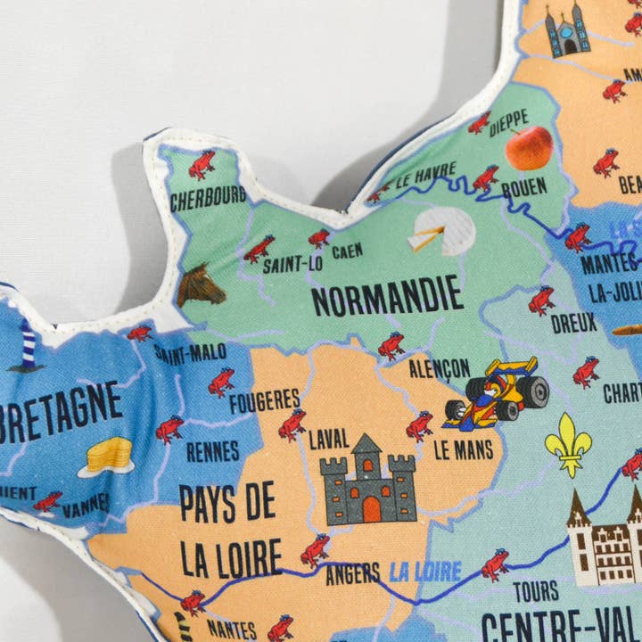 Grenouille Rouge - Wholesale Chair Cushion - Blue cushion with map of France2