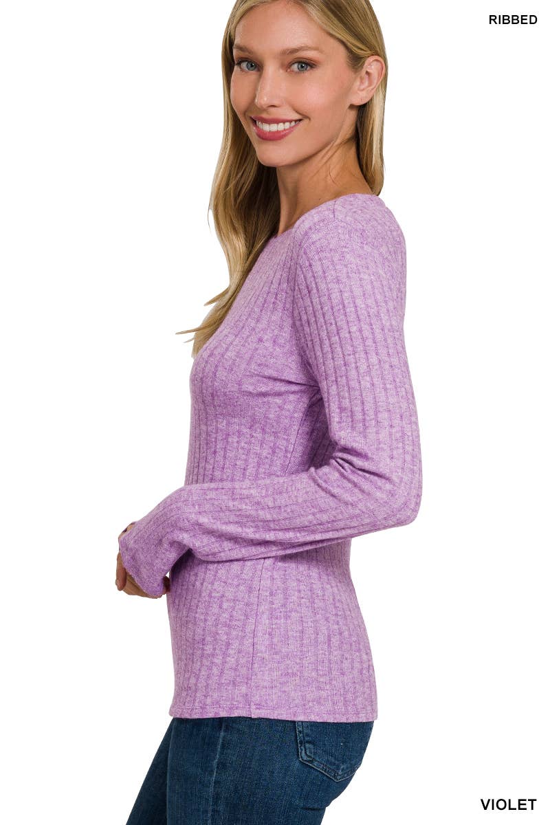 42POPS - Wholesale Knit Top - Women's - ._ SI-25202 RIBBED LONG SLEEVE ROUND NECK TOP10