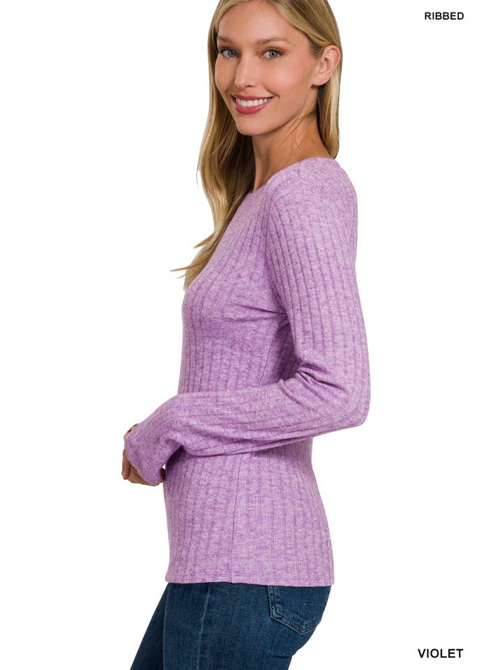 42POPS - Wholesale Knit Top - Women's - ._ SI-25202 RIBBED LONG SLEEVE ROUND NECK TOP10