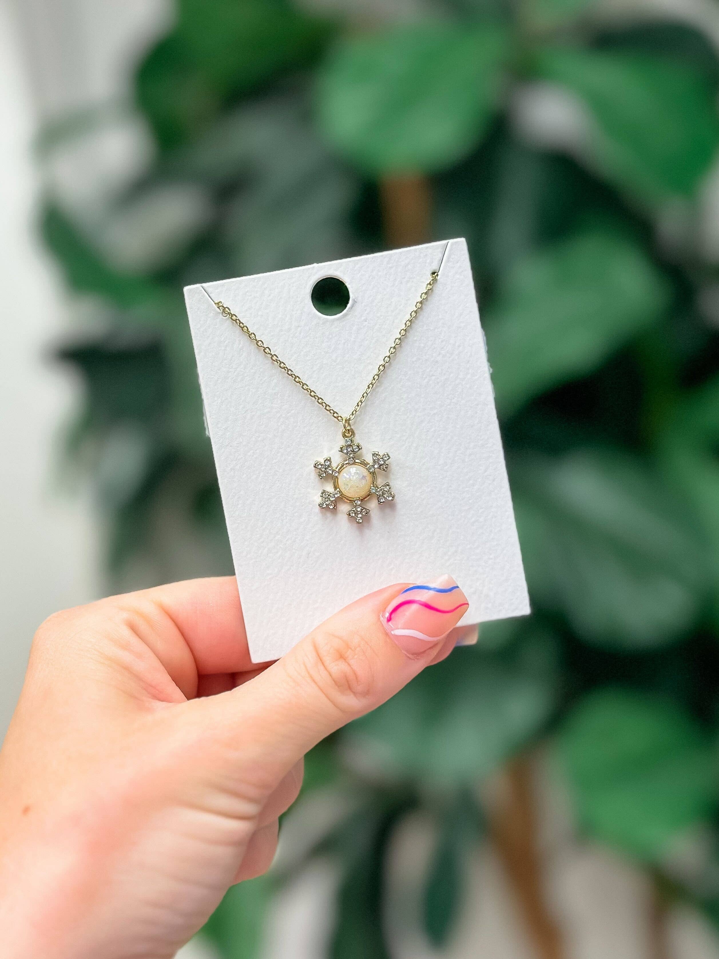 Prep Obsessed Wholesale - Wholesale Pendant/Charm Necklace - Snowflake Opal Pendant Necklace0