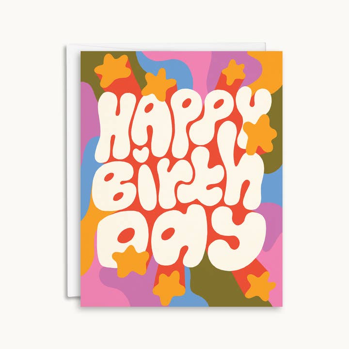 Happy Birthday Goopy Letters Card for wholesale by Salad Bar Studio