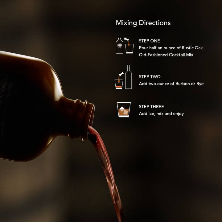 Rustic Oak - Wholesale Cocktail Mix/Syrup - Prohibition Old Fashioned Cocktail Mixer 8oz2