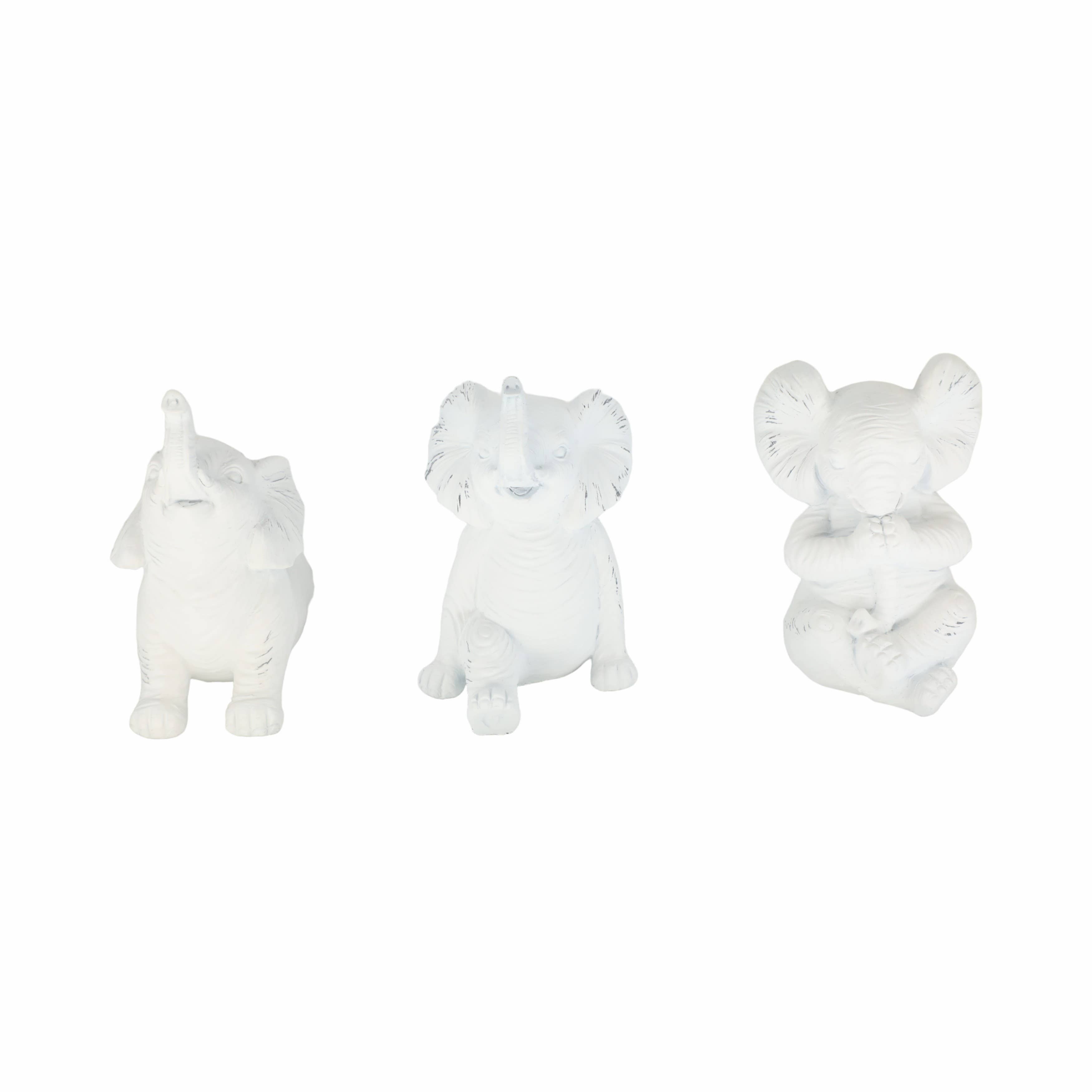Sagebrook Home - Wholesale Decorative Figurine - Resin Stone Look Yoga Elephant Figurines Set - White, 6 in.4
