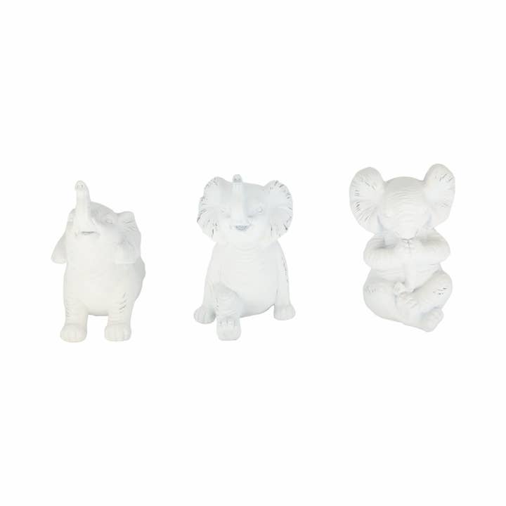 Sagebrook Home - Wholesale Decorative Figurine - Resin Stone Look Yoga Elephant Figurines Set - White, 6 in.4