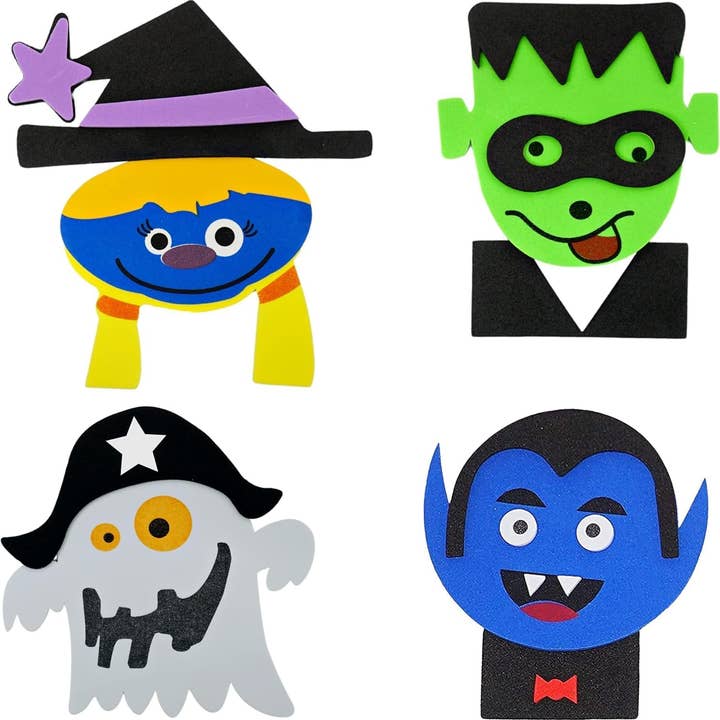 4E's Novelty - Wholesale DIY Craft Kit - 12Pack Halloween Foam Craft Kit for Kid with 4 Magnetic Face