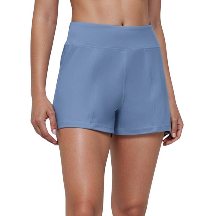 Active by Anna-Kaci - Wholesale Athletic Shorts - Women's - High Waist Performance Shorts with Wide Waistband and Side P22