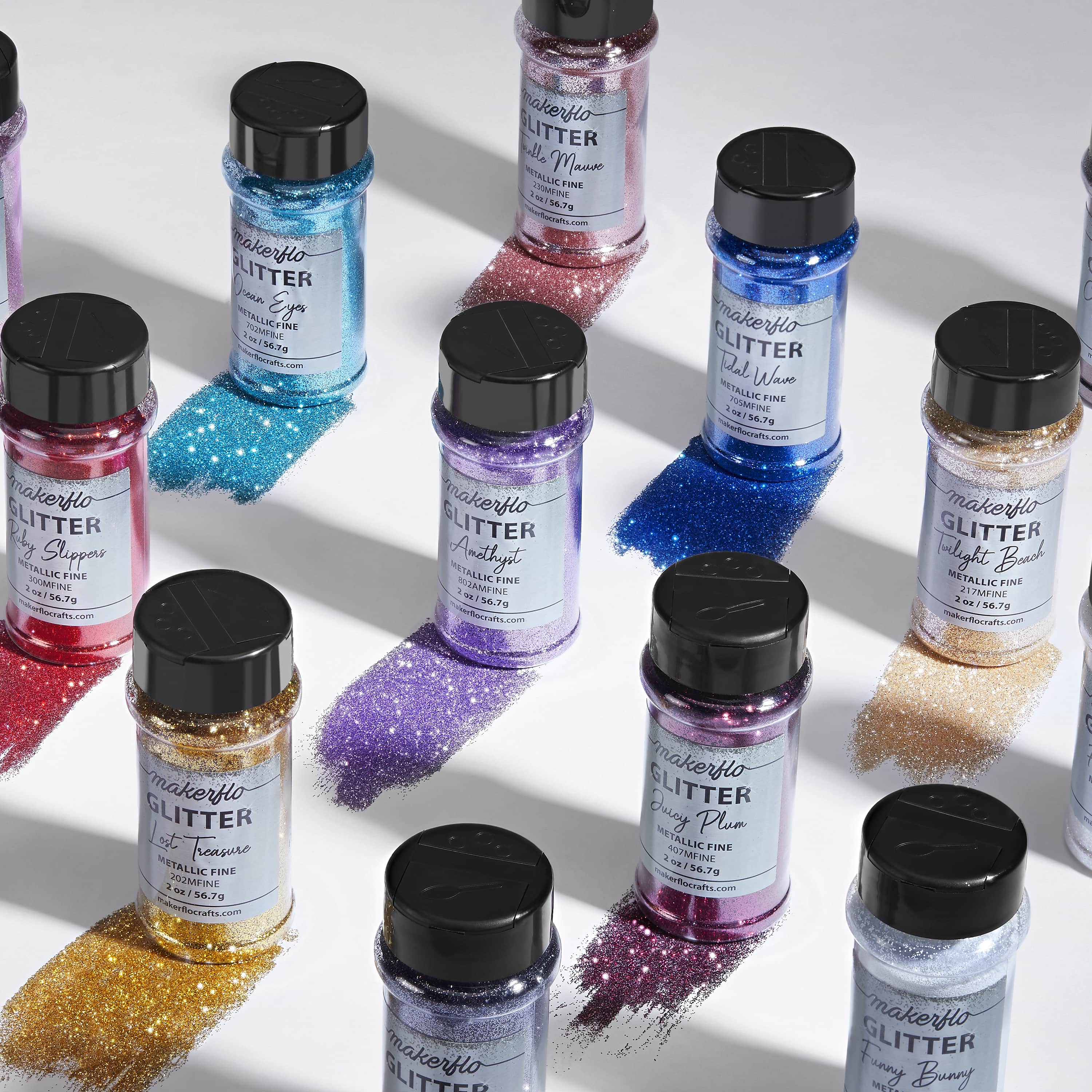 MakerFlo - Wholesale Glitter - Fine Glitter Variety Pack (Set of 55)10