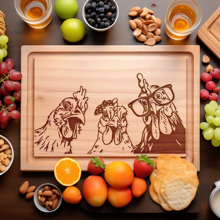 Funny Chicken Engraved Cutting Board – Farmhouse Kitchen Gift for wholesale by Southern Farm Signs