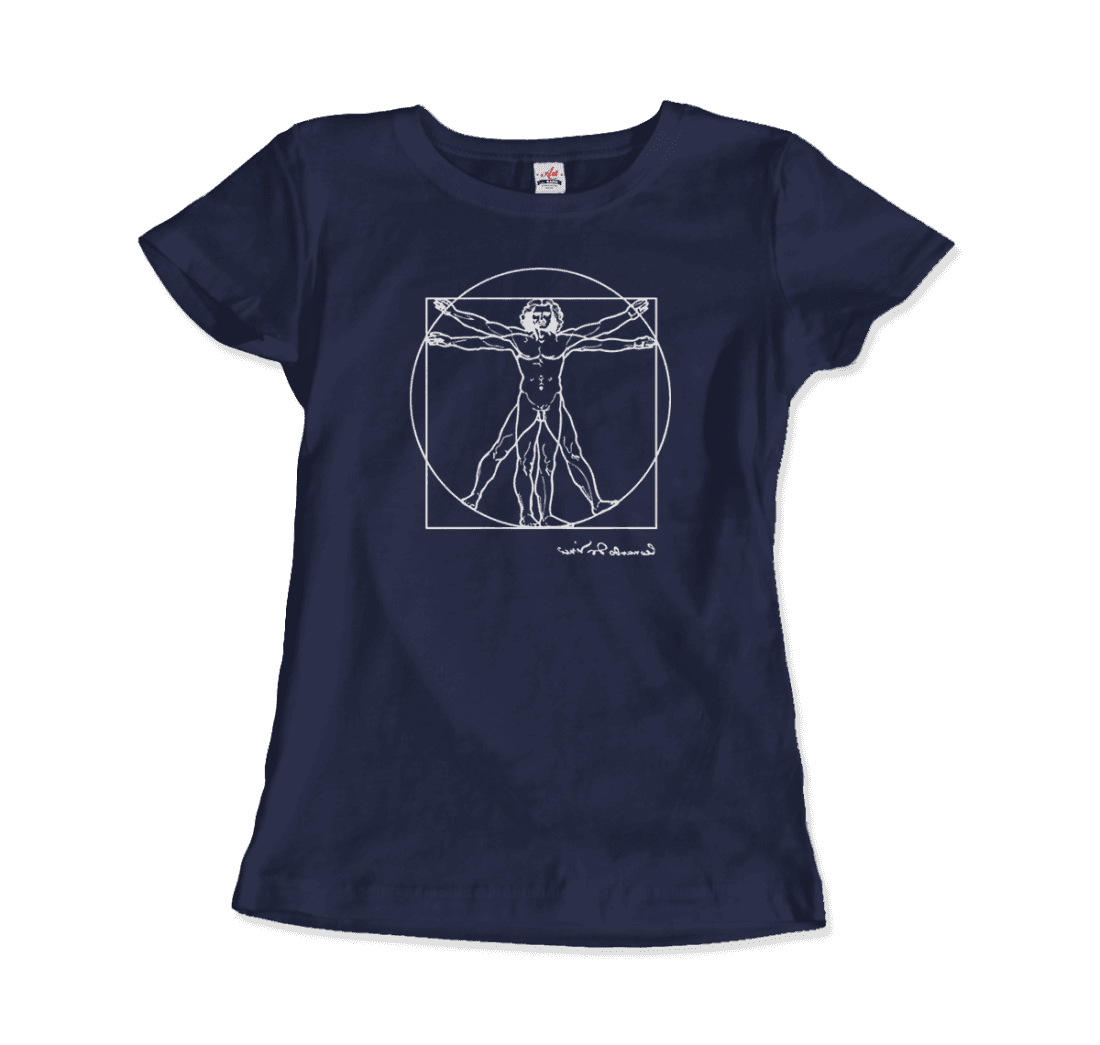 Art-O-Rama Shop - Wholesale Screen Printed T-Shirt - Unisex - Leonardo Da Vinci, Vitruvian Man Sketch T-Shirt10