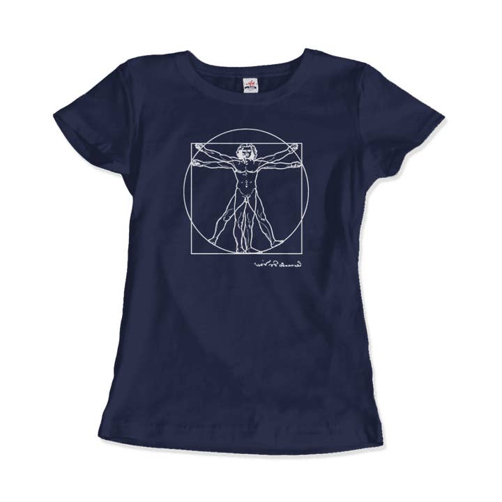 Art-O-Rama Shop - Wholesale Screen Printed T-Shirt - Unisex - Leonardo Da Vinci, Vitruvian Man Sketch T-Shirt10