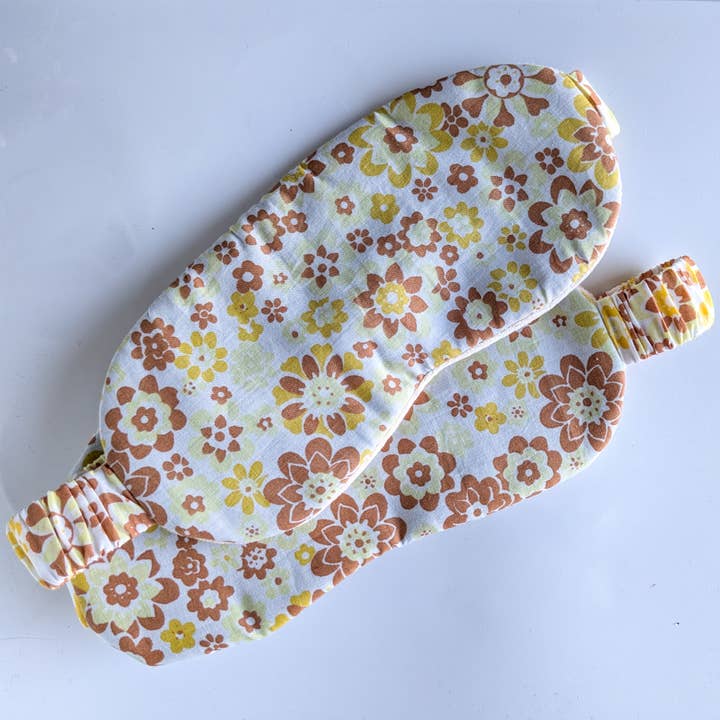 Shakti.ism - Wholesale Sleep/Eye Mask - Nepali cotton velvet sleep masks with floral design, yellow1