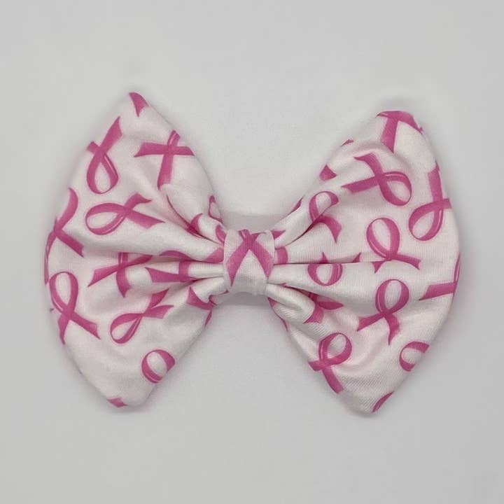 Pink Ribbon Bow for wholesale by Happy Badger Headbands LLC