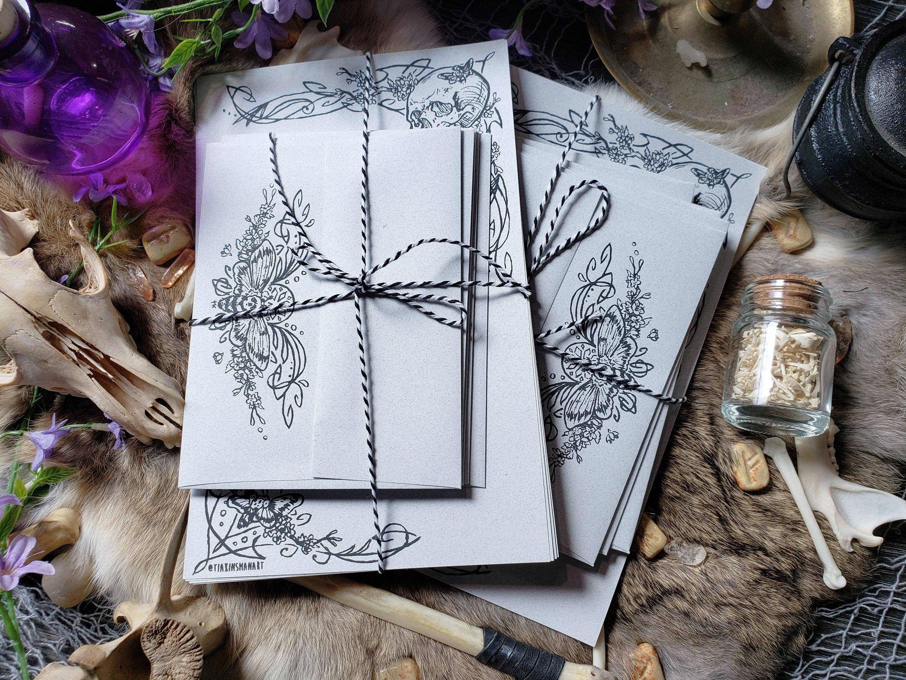 Tia Kinsman - Wholesale Stationery/Notecard Set - Deaths Head Moth Goth Letter Stationery Set1