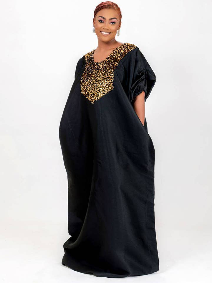 Buga Boubou Kleid (Schwarz) - Afrikanisches Maxikleid für den Großhandel von Bibiré