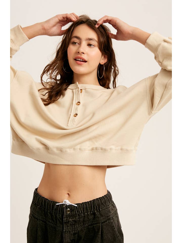 Listicle - Wholesale Knit Top - Women's - Henley Button Soft Knit Top LT111215