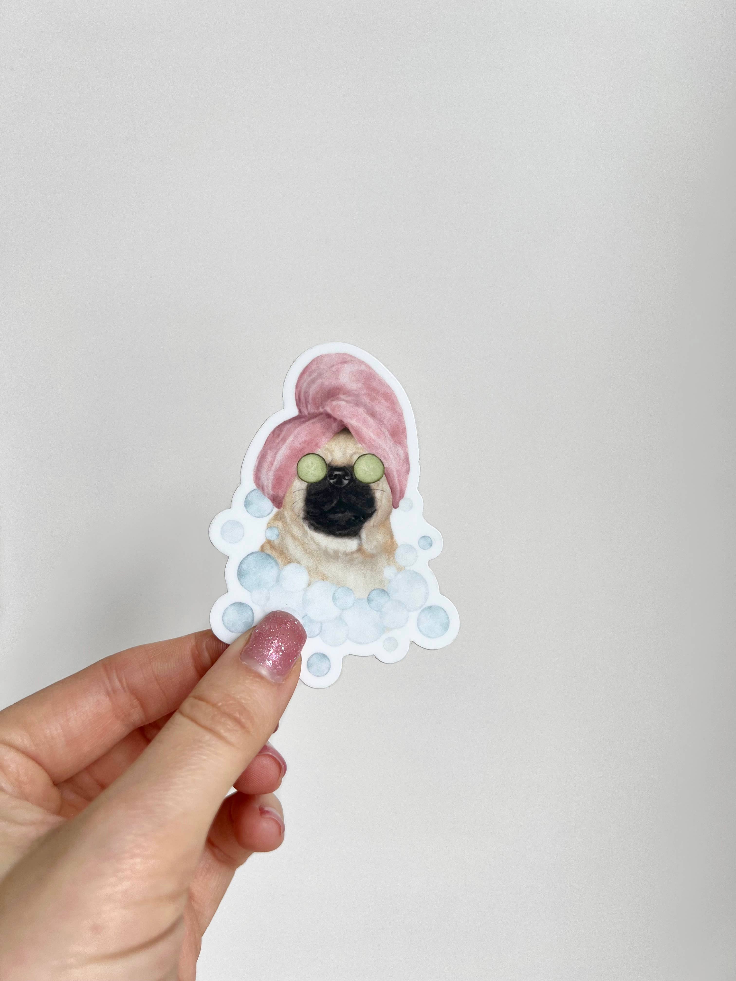 k.Patricia Designs – wholesale Sticker – Spa Pug Sticker1