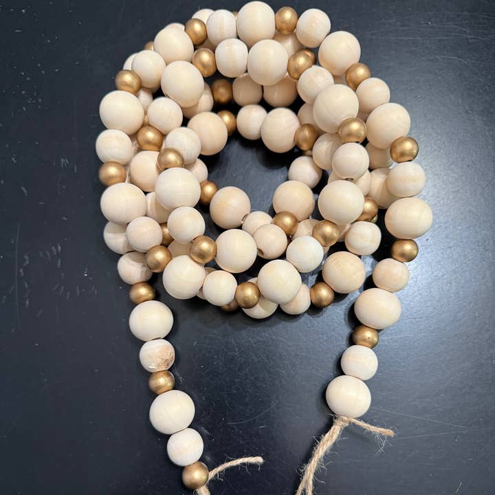 Rustiek - Wholesale Bunting/Garland - Wood bead garland with gold accent 1