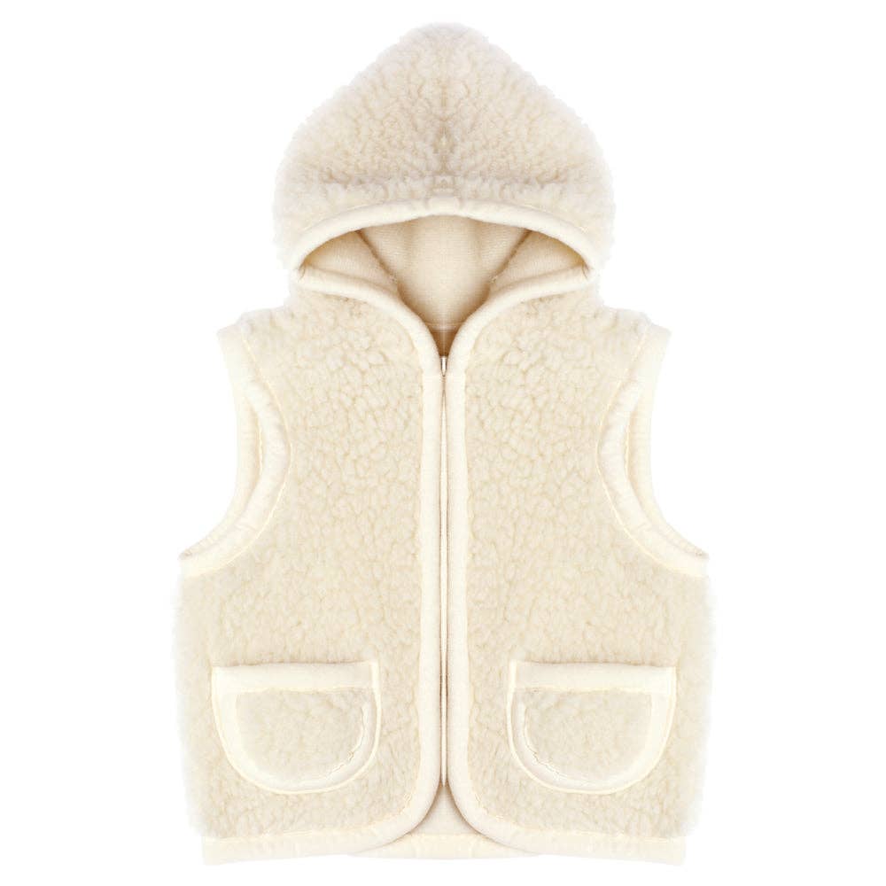 Moonrise - Wholesale Outerwear Vest - Kids - Kids Vest Wool Beige Hooded - Zipper2
