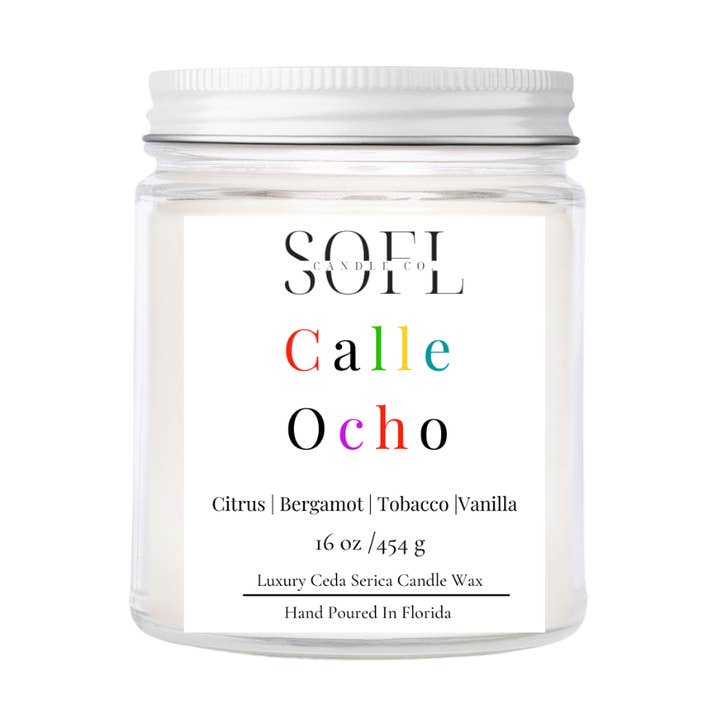 Calle Ocho Coconut Apricot Soja Kerze für den Großhandel von So FL Candle Co.