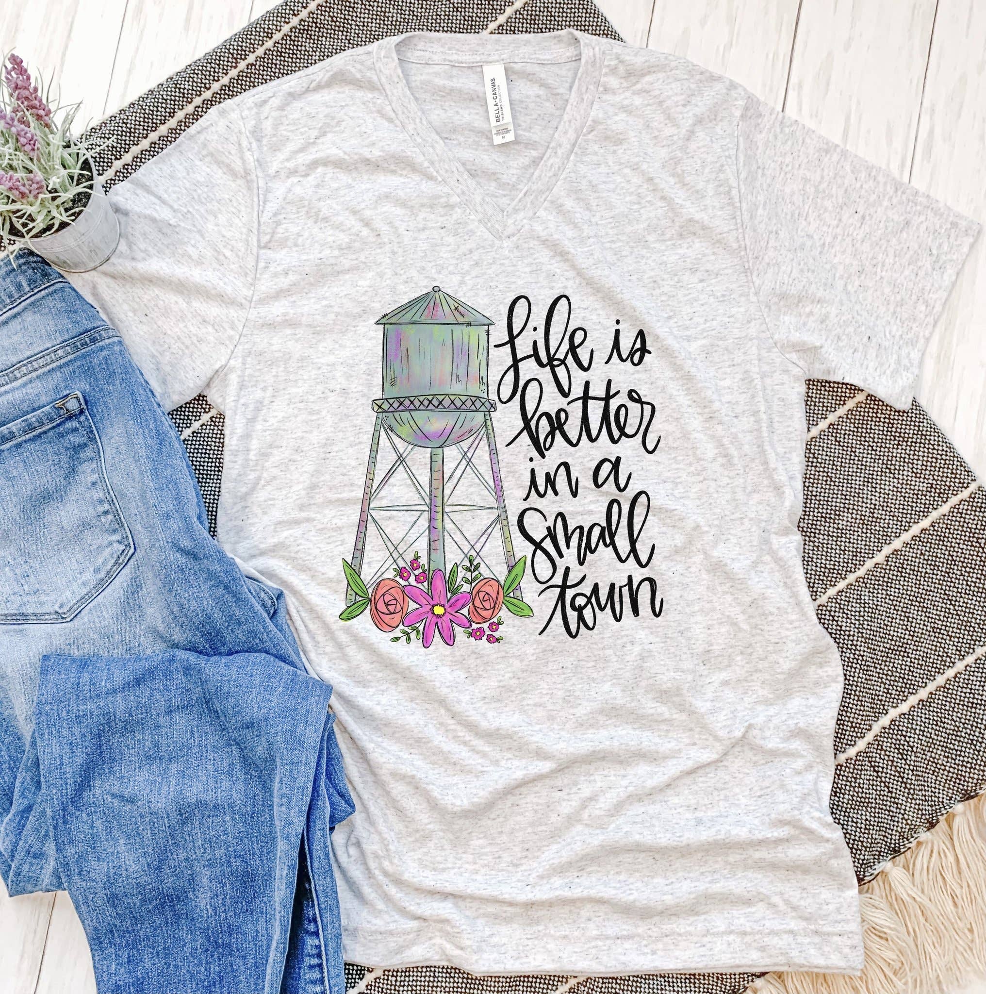 Painted Skies - Wholesale Screen Printed T-Shirt - Women's - Life Is Better In A Small Town Tee