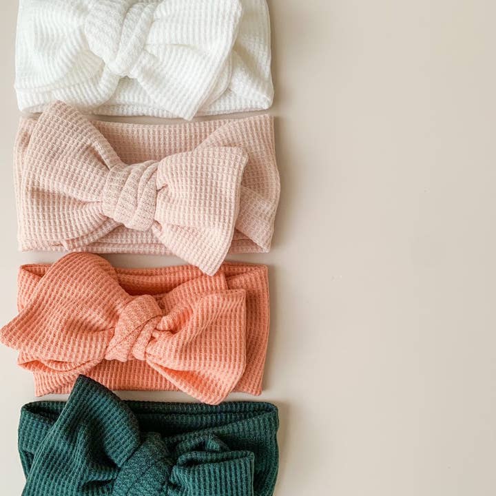 Petite + Co - Wholesale Fashion Headband - Baby - CHUNKY WAFFLE BOW HEADBAND - BEIGE3
