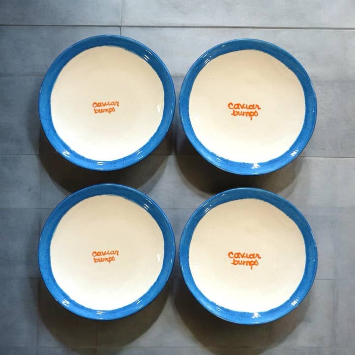 "caviar bumps" Tiny Plates/Collection of Four for wholesale by Caitlin Rounds Antiques