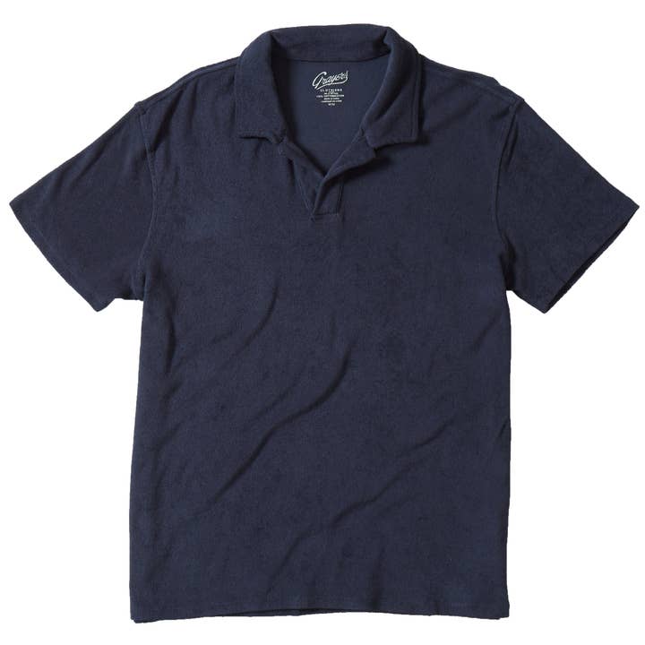 Polo en éponge Riviera - Bleu marine minuit pour la vente par Grayers