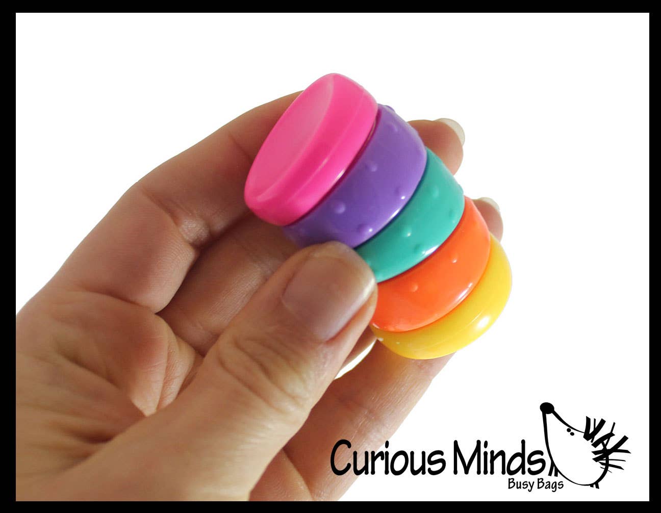 Curious Minds Toys - Wholesale Fidgetspeelgoed - Kinderen - 1 Spinnende Regenboog Schijventoren Roterende Ringen Fidget Speelgoed - Zo5