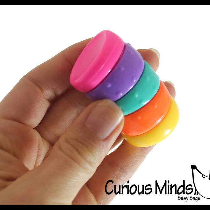 Curious Minds Toys - Wholesale Fidgetspeelgoed - Kinderen - 1 Spinnende Regenboog Schijventoren Roterende Ringen Fidget Speelgoed - Zo5