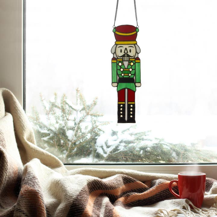 River of Goods - Wholesale Suncatcher - 14"H Hans the Holiday Nutcracker Stained Glass Window Panel6