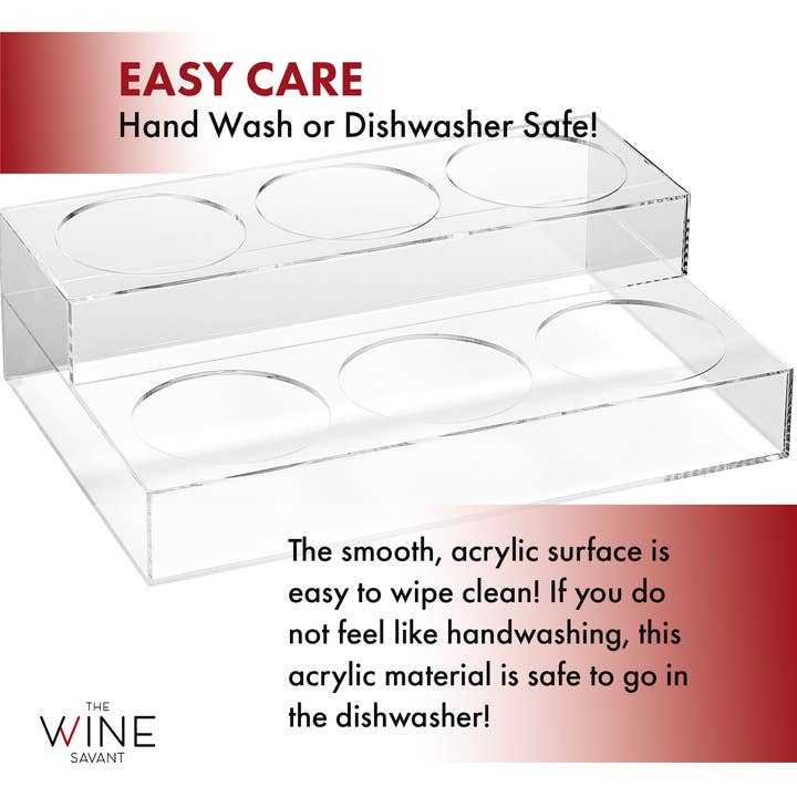 The Wine Savant / Khen Glassware - Wholesale Bottle Rack/Holder - Acrylic Plastic Bottle Holder | 2-Tiered | 6 Bottle Rack3