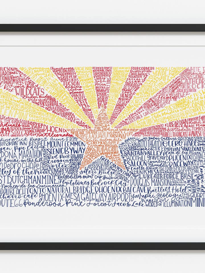 Hand Lettered Arizona Flag 11x14 Art Print for wholesale by the letters mdn