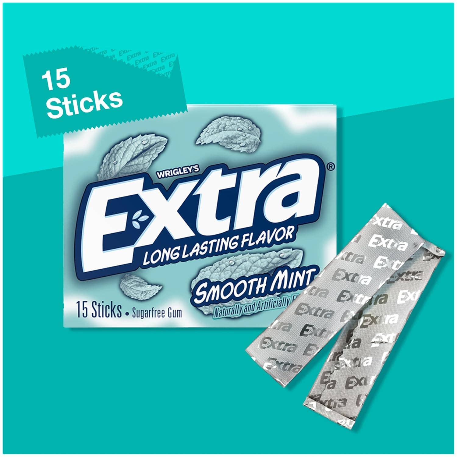 Snacky Candy - Vendita all'ingrosso Gomme da masticare - Extra Gum Slim Pack Smooth Mint 15 stecche 10 confezioni1